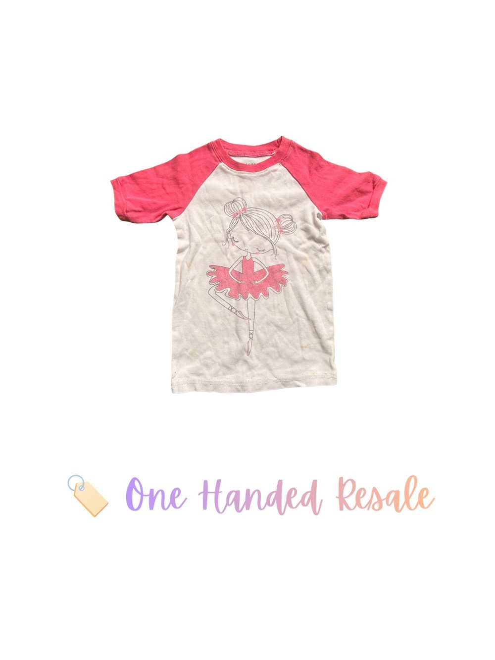 🧑‍🩰 Joyond Kids Pink & White Ballerina Raglan Pajama Shirt Top 3Y